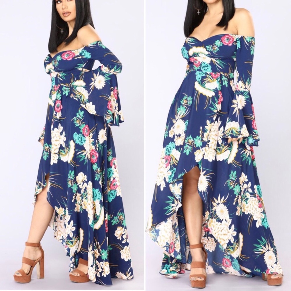 FASHION NOVA NWT Off Shoulder Floral Maxi Dress Sz Medium